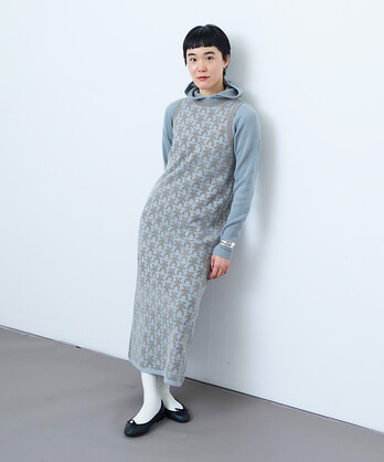 美品　ビュルデサボン　リネン100% 千鳥格子柄 シャツロングワンピース麻100 美品 ビュルデサボン リネン100% 千鳥格子柄 シャツロング
