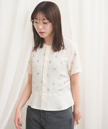 ユニ インディゴ ブラウス ビュルデサボン アトリエ イキ フィグロンドン レネ bulle de savon - ユニ 刺繍 ブラウス ビュルデサボン アトリエ フィグ