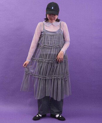 アトリエドゥサボン I am I パン柄 ギャザーワンピース 黒 アトリエドゥサボン I am I パン柄 ギャザーワンピース 黒