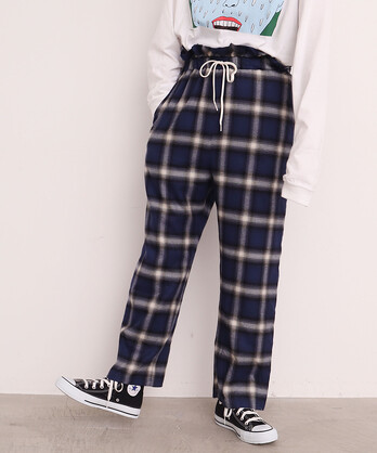 OMBRE CHECK waistfrill pants